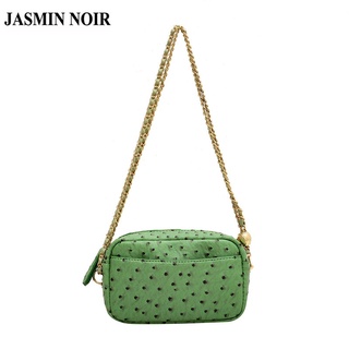 Jasmin NOIR กระเป๋าสะพายข้าง ลายนกกระจอกเทศ แต่งสายโซ่ สําหรับผู้หญิง