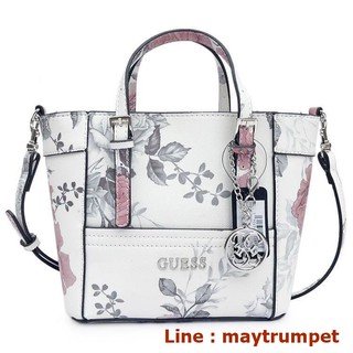 GUESS MINI PRINTED FLOWERS CROSS BODY BAG (White)