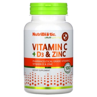 (พร้อมส่ง) NutriBiotic Immunity Vitamin C + D3 &amp; Zinc 100 Capsules