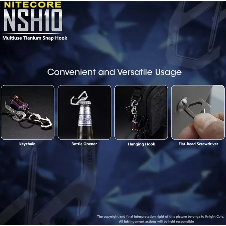 พร้อมส่ง Nitecore NSH10 Multi-ใช้ไทเทเนียม Snap Hook - รูปที่ 2