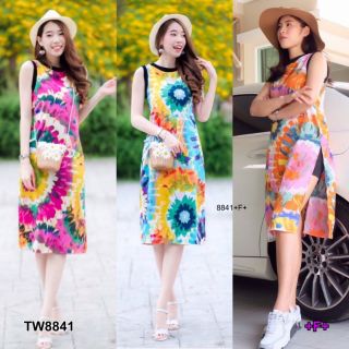 TW8841  Set 2 ชิ้นเสื้อผ่าข้างลายมัดย้อม