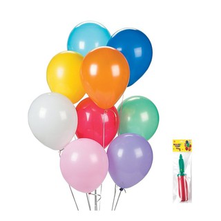 BK Balloon ลูกโป่งกลมสีมุก คละสี ขนาด 10 นิ้ว จำนวน 40 ลูกพร้อมที่สูบลม