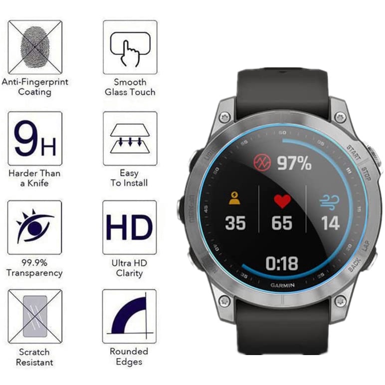 ฟิล์มกระจกนิรภัยกันรอยหน้าจอ อุปกรณ์เสริม สําหรับ Garmin Fenix 7 7S 7X Elite Edition Smart Watch 2 ชิ้น