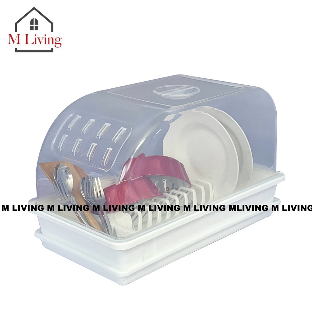 M LIVING 267A ชั้นคว่ำจาน พร้อมฝาครอบพลาสติก และ ถาดรองน้ำ (B3)