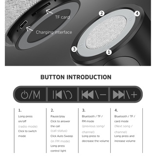 【มาถึงใน 2-5 วัน】KIVEE Mini ลำโพง bluetooth 5.0 เบสหนัก Speaker ไมโครโฟนในตัว รองรับการเล่นการ์ด BT, TF,AUX #6