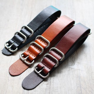 นำเข้าสายหนังทำด้วยมือ 18MM 20MMM 22MM NATO vintage คุณภาพสูง cowhide ทหารสายนาฬิกาสายนาฬิกา