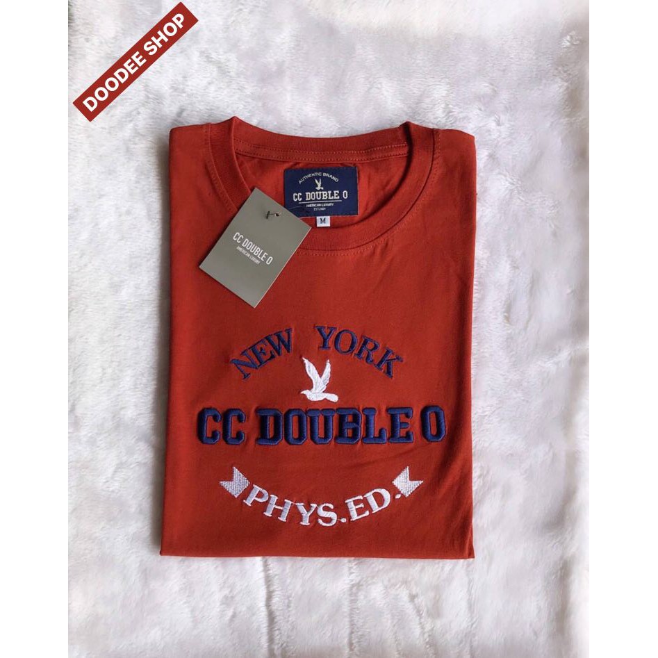 เสื้อยืดแขนสั้น CC-OO งานปักงานป้าย No.14 (S M L XL) ขาว แดง ดำ น้ำตาลอิฐ ม่วงอ่อน โอรส แดงเลือด