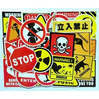 ติกเกอร์คำเตือนต่างๆ สำหรับติดตกแต่ง Warning JAPAN logo sticker จูราสสิค พาร์ค Jurassic Park 50pcs