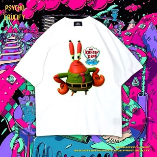 เสื้อยืด ขนาดใหญ่ พิมพ์ลาย Psycho Crucify MR.Krabs | สีขาว | เสื้อยืด พิมพ์ลาย Mr Krabs | Krusty Krabs กระบองเพชร | เสื้