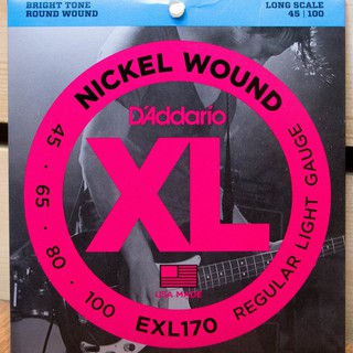 D’Addario EXL170 สายกีต้าร์เบสไฟฟ้า 4 Nickel Wound Bass, Light, 45-100 ของแท้100%