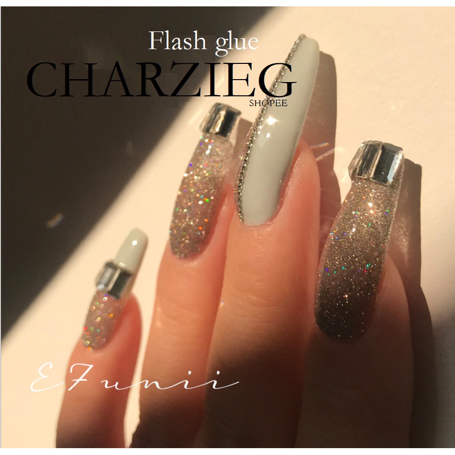 สีกลิตเตอร์ สีเจลวิ้งๆ สีกลิตเตอร์เบาบางคุด Flash Diamond Nail Polish