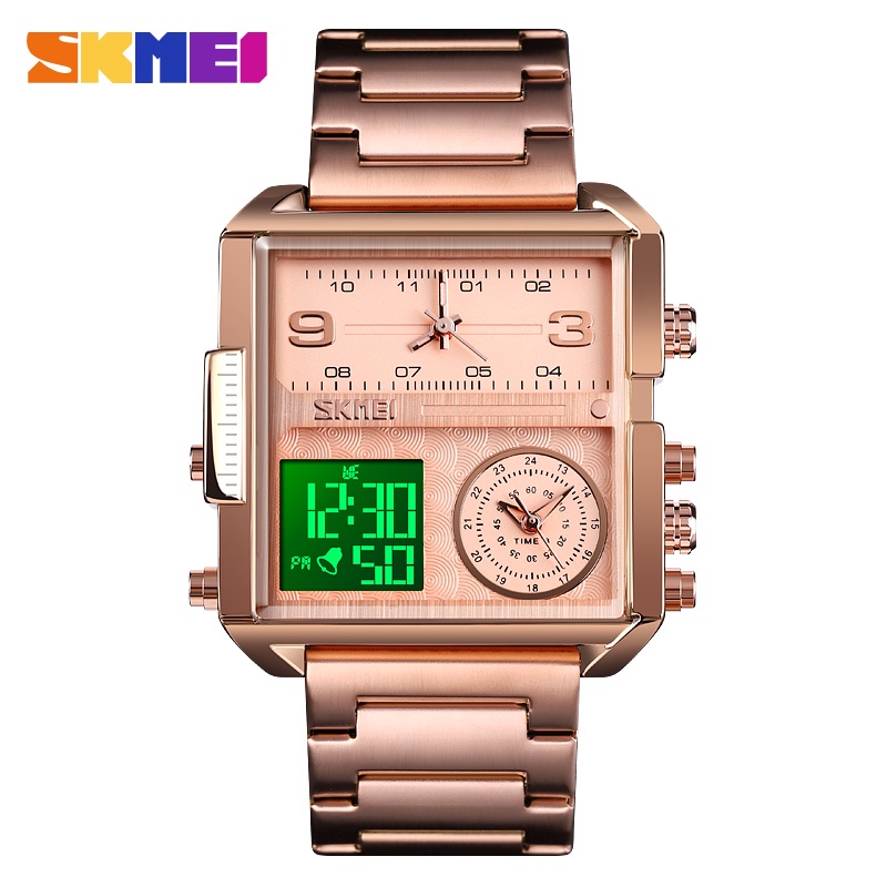 SKMEI 1584 ผู้ชาย หน้าปัดใหญ่ ธุรกิจ กันน้ํา มัลติฟังก์ชั่น ควอตซ์/อิเล็กทรอนิกส์