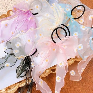 🌻【พร้อมส่ง】Daisy Scrunchies ยางมัดผมผ้าไหมแก้ว ยางรัดผมลายดอกเดซี่ ยางรัดผม ยางรัดผมสไตล์เกาหลี ยางรัดผมสไตล์สาวหวาน