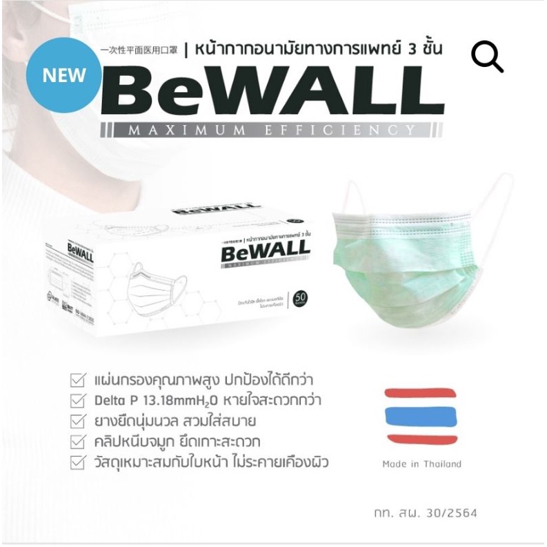 BeWall 3PLY Medical Mask หน้ากากอนามัยทางการแพทย์ 3 ชั้น