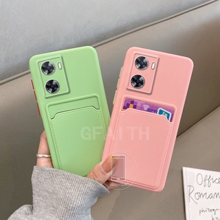 Ready Stock เคสโทรศัพท์ OPPO A57 4G 2022 New Fashion TPU Silicone Skin Feel with Card Bag Soft Case Simple Solid Color Cover เคส Oppo A57 OPPOA57