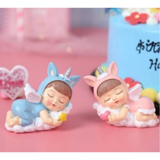 ตุ๊กตาแต่งเค้ก เด็กนอนหลับบนพระจันทร์ -  บนเมฆ - กอดพระจันทร…