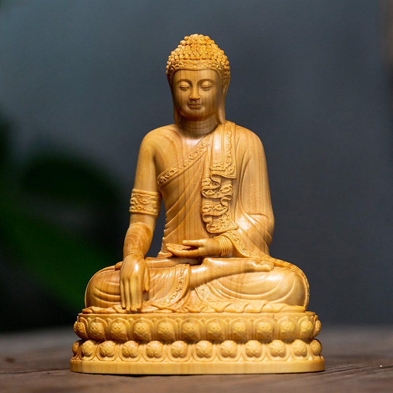 ✖Boxwood 10CM Thailand Sakyamuni Buddha Statue Gifts Wood Figures Buddha Statues Home Decoration Collection Ornaments