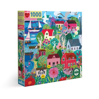 eeBoo Swedish Fishing Village 1,000 Pc Sq Puzzle - จิ๊กซอว์รูปหมู่บ้านประมงของชาวสวีเดนแบบ 1,000 ชิ้น