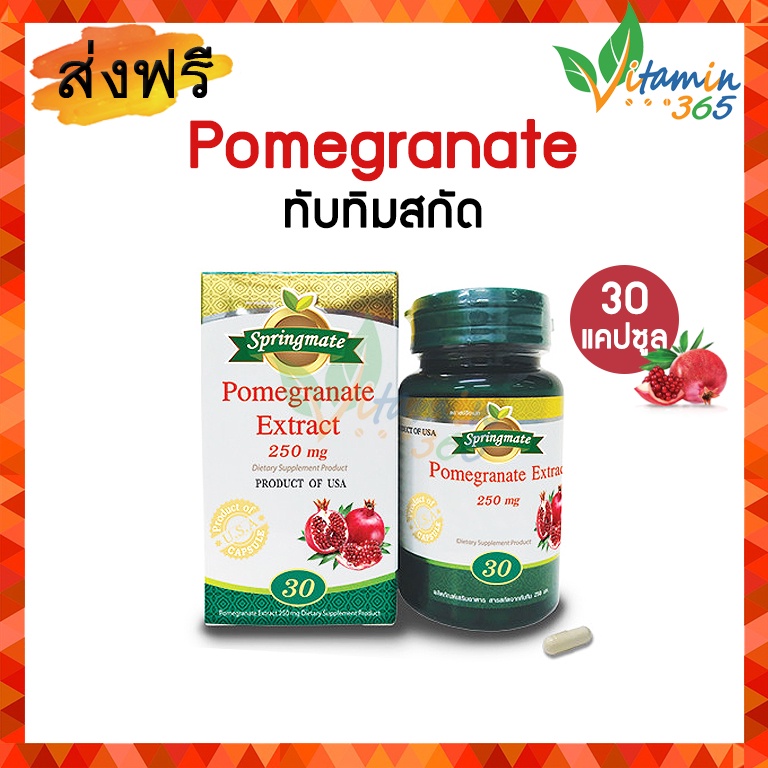 Springmate Pomegranate Extract 250 mg สปริงเมท สารสกัดจากทับทิม 30 แคปซูล