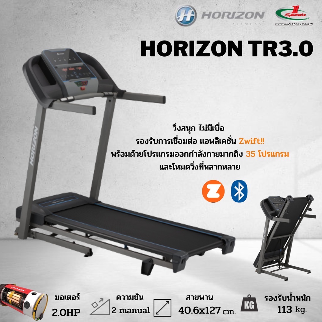 ลู่วิ่งไฟฟ้า Horizon Treadmill TR3.0 เชื่อม ZWIFT เพื่อเพิ่มความสนุกในการออกกำลังกาย