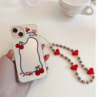 เคสโทรศัพท์ พร้อมส่งจากไทย เคสกระจก กระจก เคสกระจกส่องได้ เคสขอบนิ่ม เคสลายเชอร์รี่ เคสเชอร์รี่ cherry เคสแถมสาย