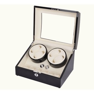 Watch Winder กล่องหมุนนาฬิกา ออโตเมติก แบบอโตเมติก 4 เรือน ควอตซ์ 6 เรือน (สีดำ/ครีม)