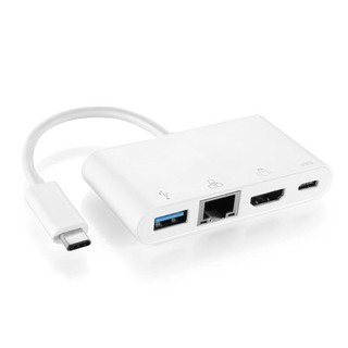 TNP USB C to HDMI + USB 3.0 Type A + Gigabit Ethernet + USB Type C Power Delivery Charging Port Hub Adapter