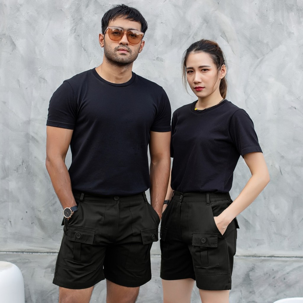 [UP2ME] กางเกงวินเทจขาสั้น รุ่น THAI ARMY (สีดำ) ไซส์ เอว 26 - 46 นิ้ว ( SS - 5XL ) WORKWEARTHAILAND