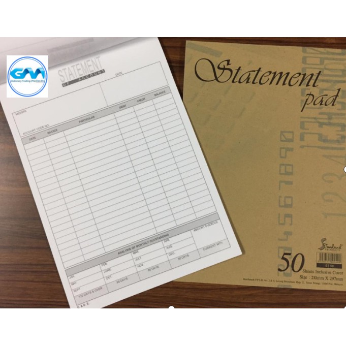Statement Of Account Pad 50 แผ่น | ขนาด A4 (210mmX297mm)