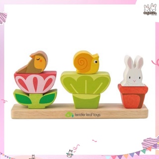 ตัวต่อไม้ลายสวนดอกไม้พร้อมสัตว์สุดน่ารักจากแบรนด์ Tender Leaf Toys รุ่น Garden Stacker