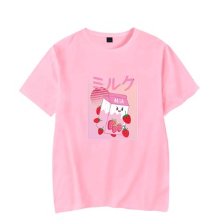 เสื้อยืด พิมพ์ลาย Georgenotfound Merch Strawberry Milk Shake Kawaii สําหรับผู้ชาย