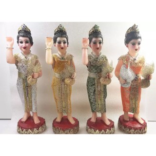 กุมารี ตั้งศาล บูชาศาล เครื่องศาล เครื่องตั้งศาล เนื้อเรซิ่น ขนาด 30 cm x 8 cm x 8 cm สีขาว ส้ม ทอง เขียว