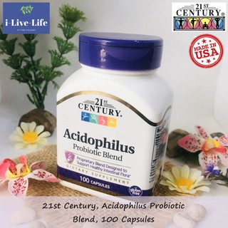 โปรไบโอติกส์ Acidophilus Probiotic Blend 100 Capsules - 21st Century โปรไบโอติค โปรไบโอติก