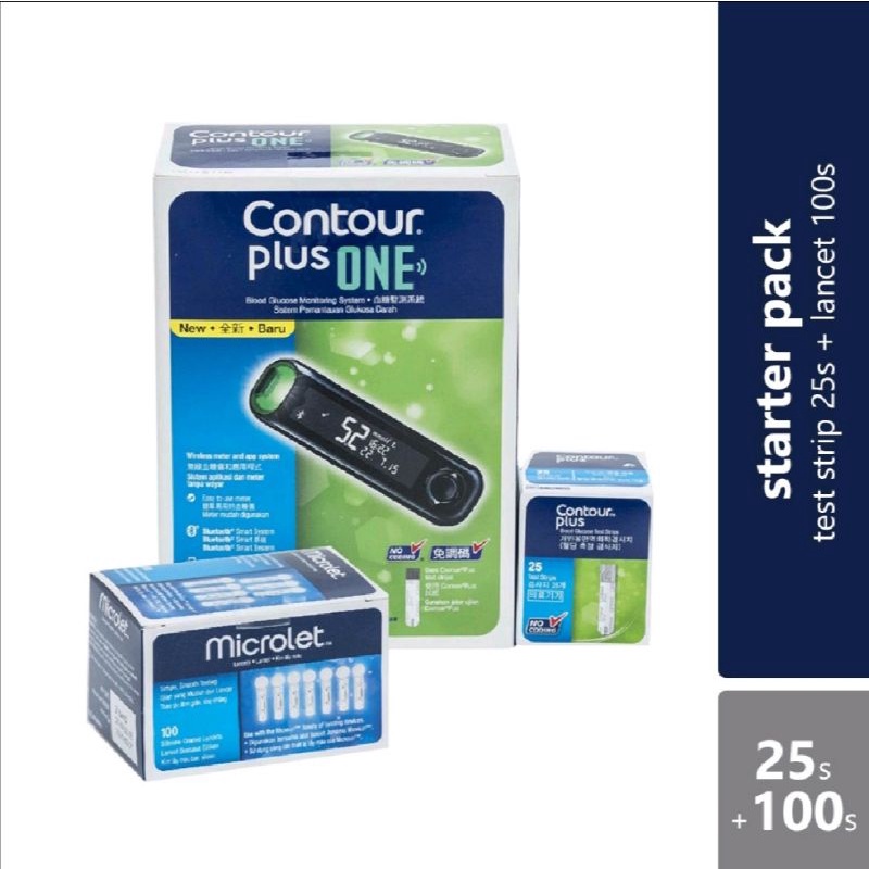 Contour Plus One Blood Glucose Meter 25s test strips + 100 lancets ( unit in mmol/l)