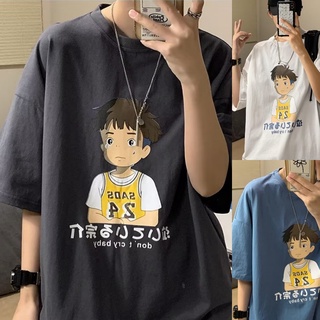 พร้อมส่ง M-5XL🌟เสื้อยืดลายการ์ตูนสุดฮอต แขนสั้นคอกลม ทรงหลวม แฟชั่นฤดูร้อนเสื้อยืดผู้ชาย oversize ผ้านุ่ม ขายดี สไตล์เกาหลี