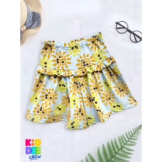 KiddeeCrew กางเกงกระโปรงเด็ก กางเกงกระโปรงฟ้าดอกทานตะวัน Sunflower blue skirt เหมาะสำหรับอายุ 2-10 ปี