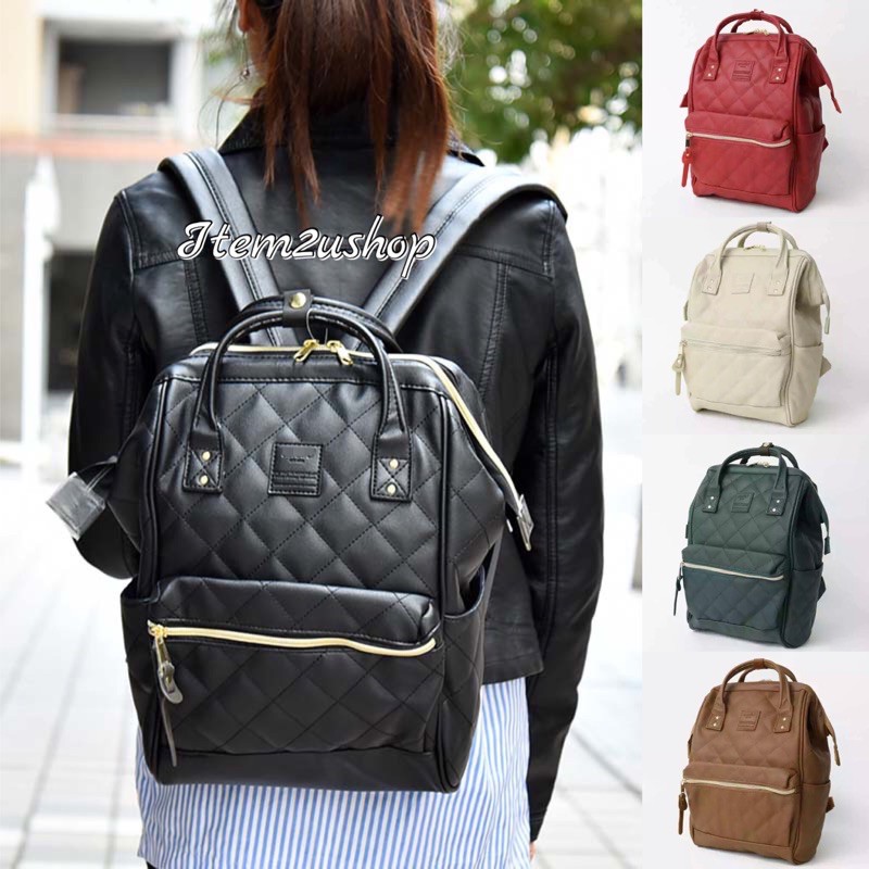 Anello แท้ 100 Quilting backpack รุ่นหนังพียูลายตาราง Shopee Thailand
