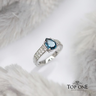 Top1Jewelry แหวนเงินแท้925 พลอย London Blue Topaz แท้