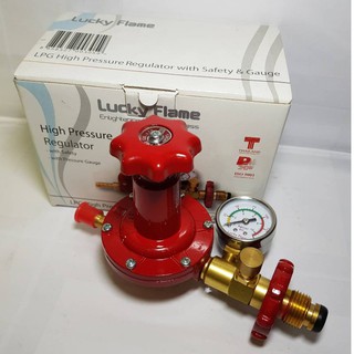 Lucky flame หัวปรับแก๊สแรงดันสูง แบบปลอดภัย มีมาตรวัดความดัน รุ่น L-322SG