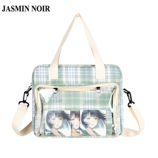 Jasmin NOIR กระเป๋าสะพายไหล่ กระเป๋าถือ ผ้าแคนวาส ลายการ์ตูน ขนาดใหญ่ แฟชั่นสําหรับสตรี