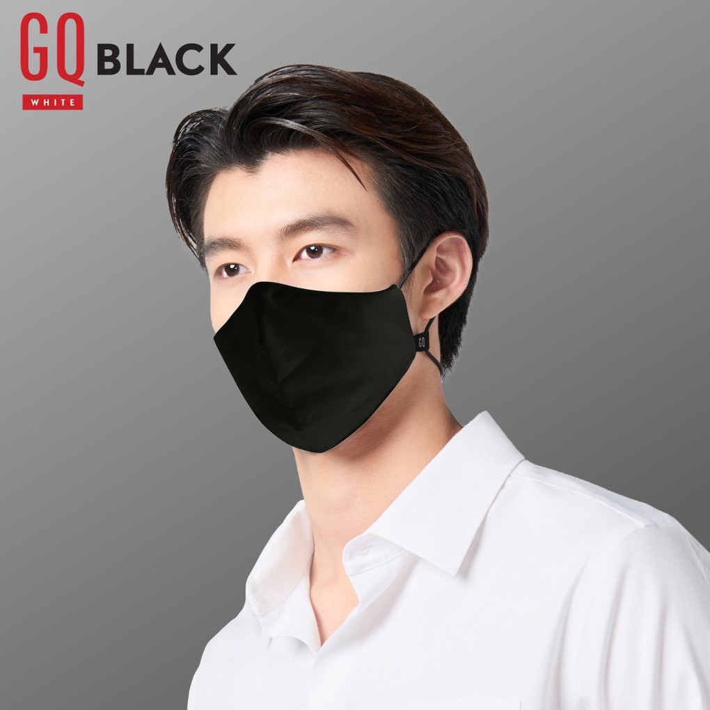 GQWhite™ Black Mask จีคิว สีดำ หน้ากากผ้าสะท้อนน้ำ ผ้าปิดปากกันน้ำ พร้อมส่ง