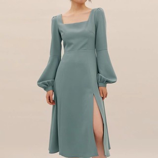 พร้อมส่ง ฟ้า , ชมพู,แดง,เบจ มีS-XL สวยมากก สีฟ้าน้ำทะเล ทรงเรียบหรูค่า  Peipei Dress