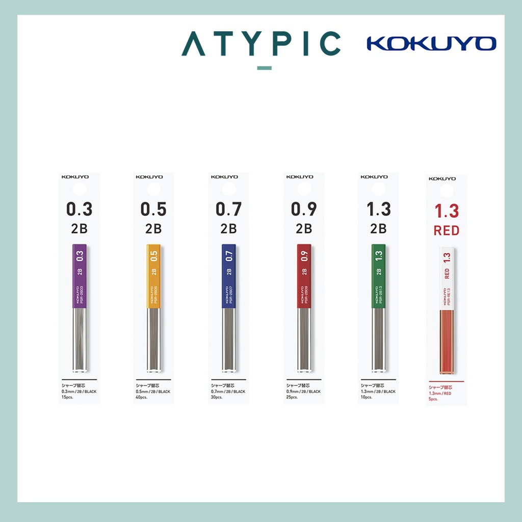 Kokuyo ไส้ดินสอกด 2B (0.3/0.5/0.7 มม./0.9 มม./1.3 มม.) เครื่องเขียน