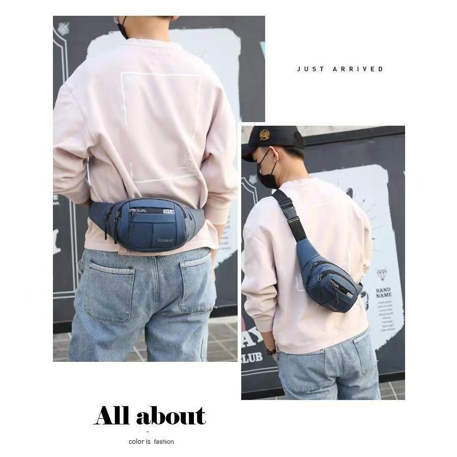 ใหม่สวมใส่ทนผ้าใบเอวกระเป๋าผู้ชายมัลติฟังก์ชั่แนวทแยงกระเป๋ากลางแจ้ง