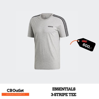 [S]เสื้อยืด เสื้อยืดคอกลม Adidas Essentials 3 stripes สีเทาอ่อน ผ้านิ่ม