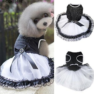 Glitter Bow Lace Dog เจ้าหญิง Tutu Dress กระโปรงฟองเสื้อผ้าเสื้อผ้าลูกสุนัข