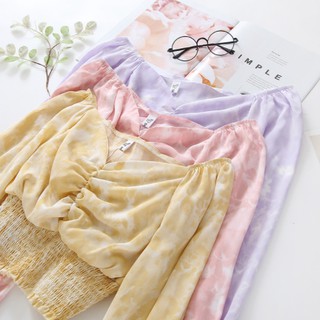 💟782💟เสื้อคอวี สม็อคเอว แขนบอลลูนสม็อค สวยกรุบกรุบ⭐