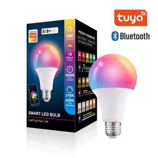 E27 Tuya หลอดไฟ LED 10W RGB บลูทูธ หรี่แสงได้ ควบคุมผ่านแอพ สําหรับบ้าน