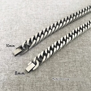 สร้อยข้อมือ สแตนเลส 8-10-12 mm เลสข้อมือ สีเงินปัดดำ โซ่ แสตนเลส แท้ราคาถูก ล็อคนาฬิกา