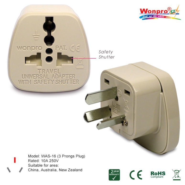 WONPRO Travel Adapter W/SS - WAS-16